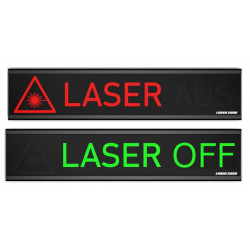 Large laser warning sign, switchable between red and green