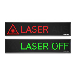 Large laser warning sign, switchable between red and green
